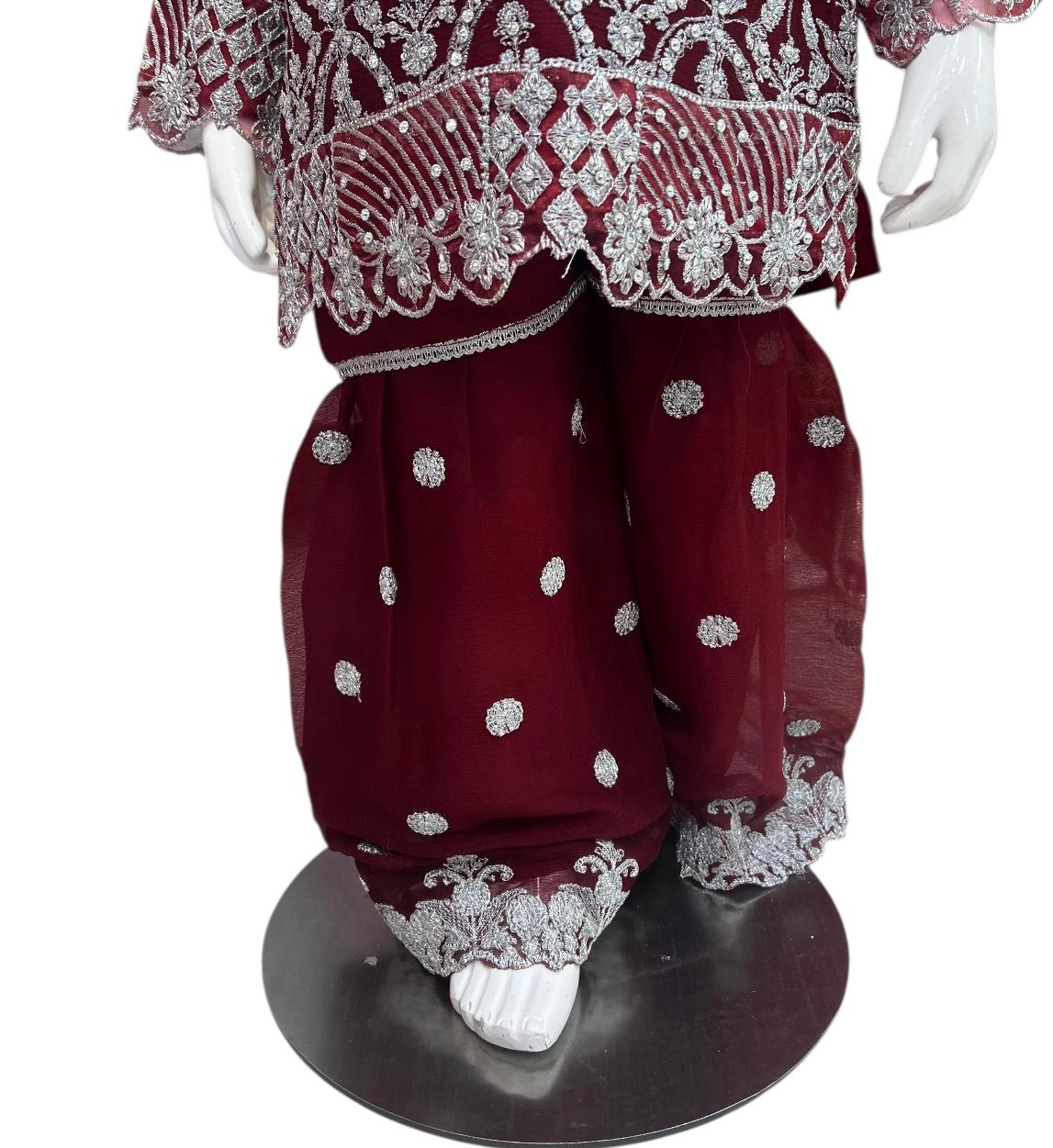 NR-1A Kidswear Sharara 3 piece suit Chiffon material