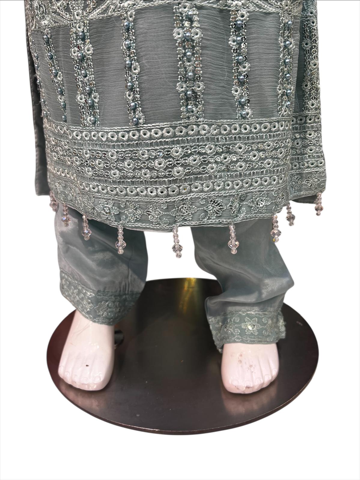 ZB-1C Kidswear 3 piece suit Chiffon material with trousers