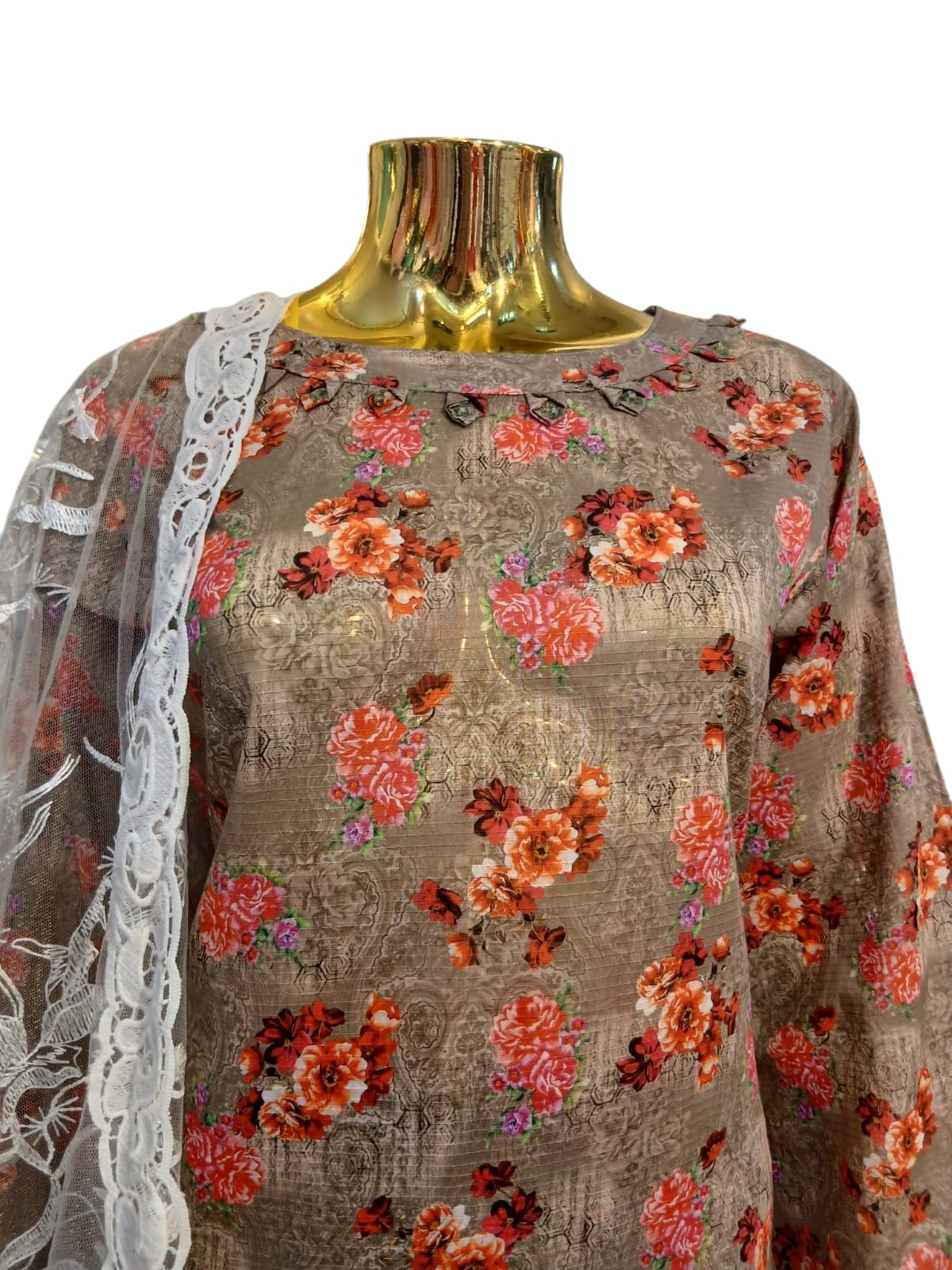 MD-1F Women's Cotton Material 3 Piece Suit with Plazo Available in Different Dupattas- Comfortable Dress Set for Ladies - Womenswear