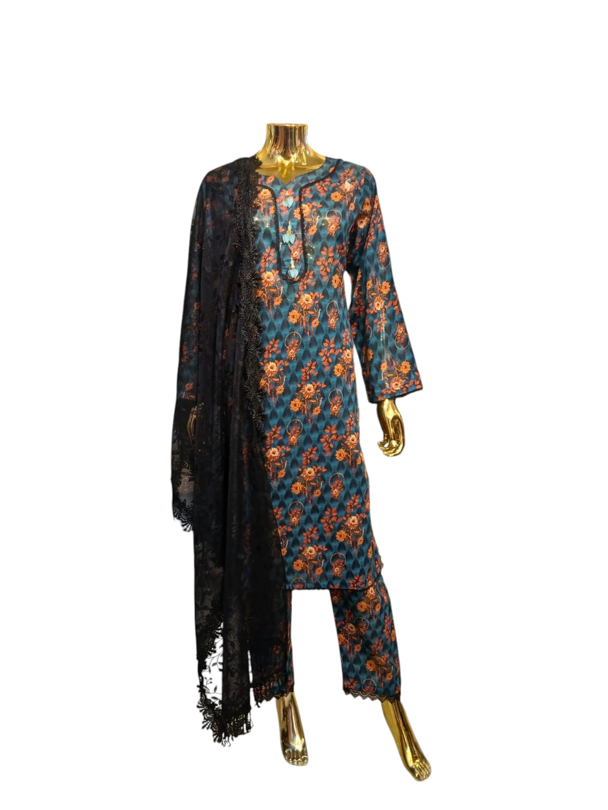 MD-1H Women's Cotton Material 3 Piece Suit with Trouser Available in Different Dupattas- Comfortable Dress Set for Ladies - Womenswear