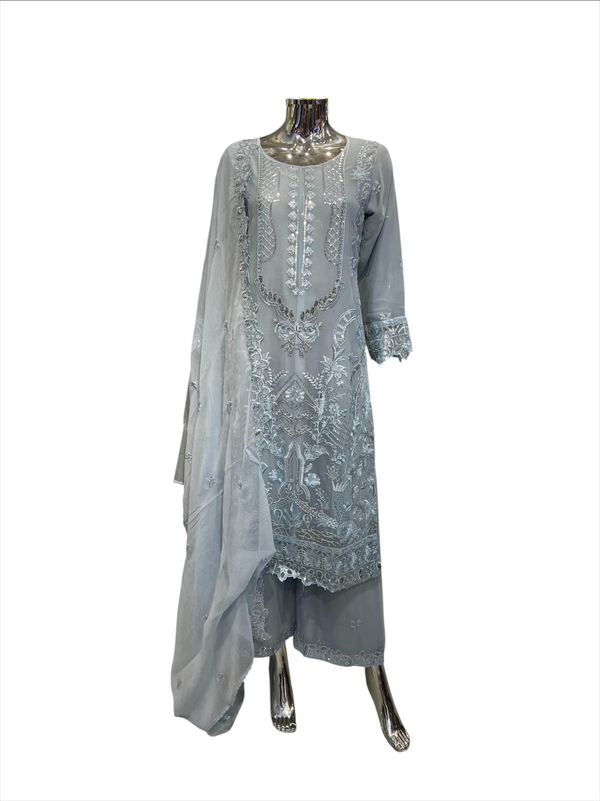 AZ-3A Women's Chiffon Plazo Suit Set - Perfect for Partywear - Dress, Traditional