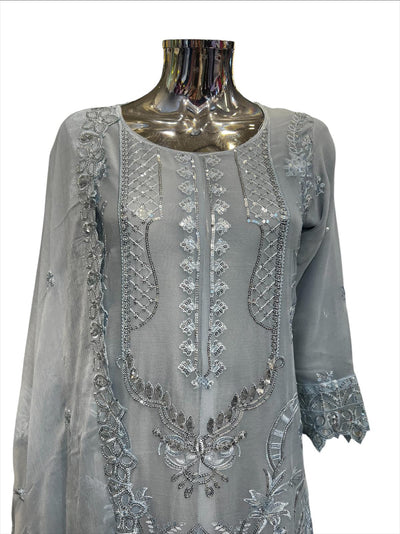 AZ-3A Women's Chiffon Plazo Suit Set - Perfect for Partywear - Dress, Traditional