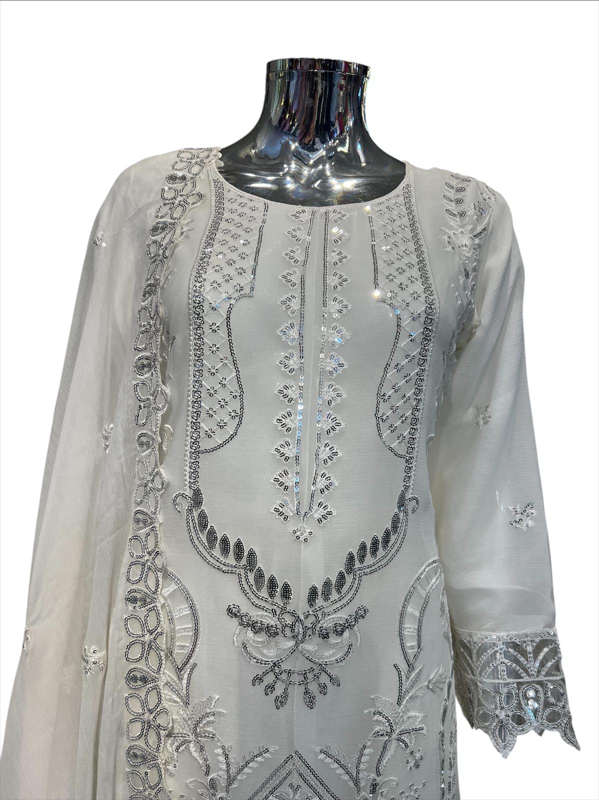 AZ-3A Women's Chiffon Plazo Suit Set - Perfect for Partywear - Dress, Traditional
