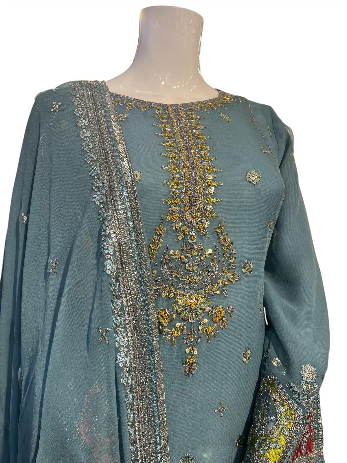MD-2C Women's Chiffon Plazo Suit Set - Perfect for Partywear - Dress, Traditional