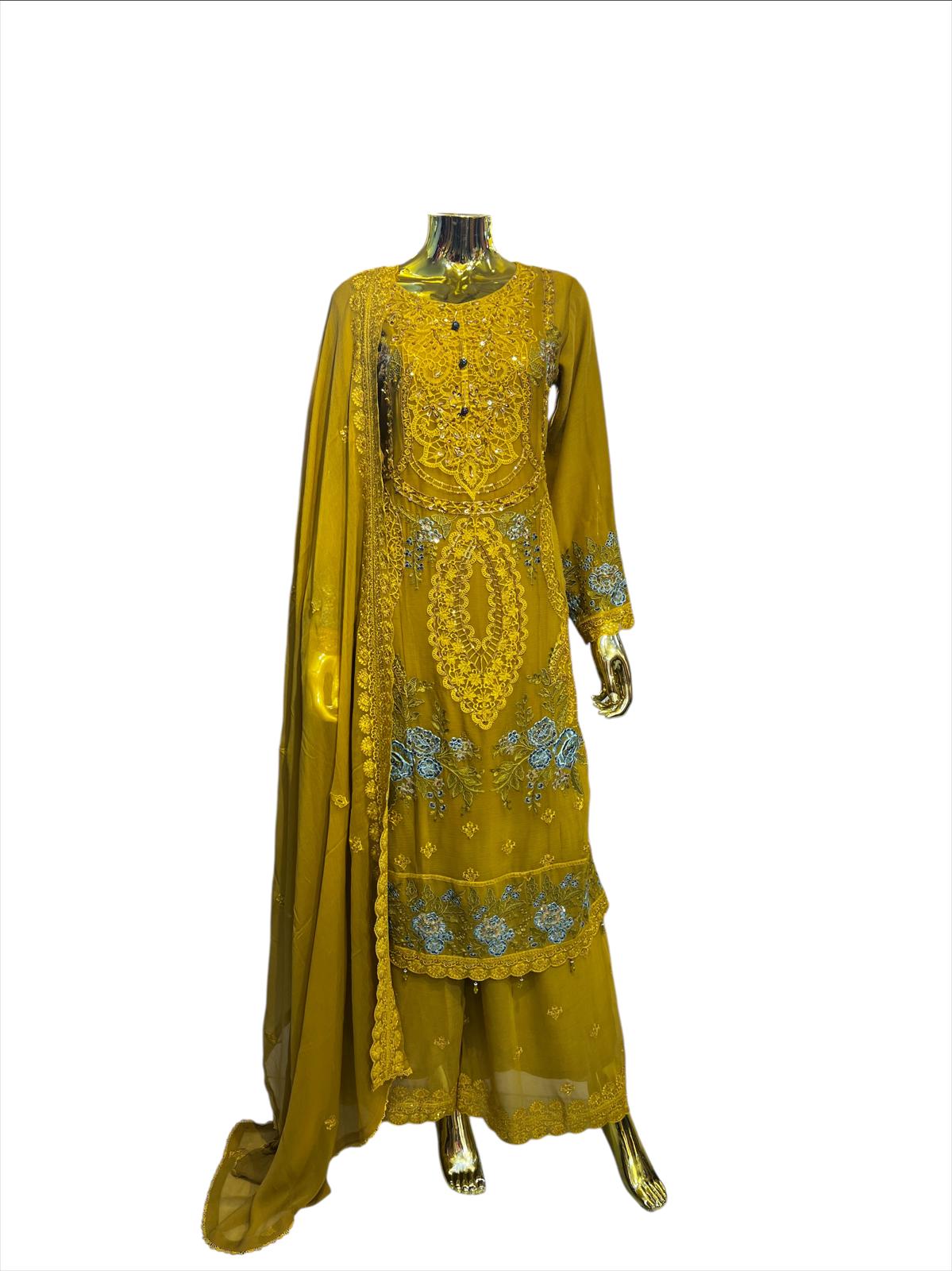 MD-2A Women's Chiffon Plazo Suit Set - Perfect for Partywear - Dress, Traditional (Copy)