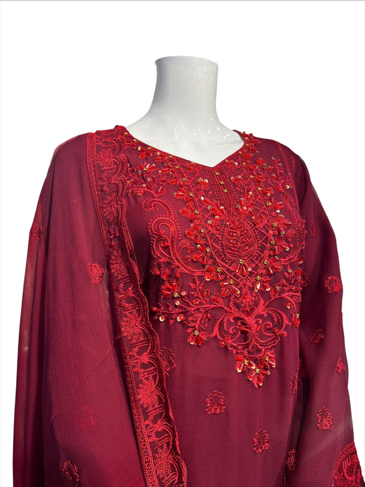 MD-2F Women's Chiffon Plazo Suit Set - Perfect for Partywear - Dress, Traditional