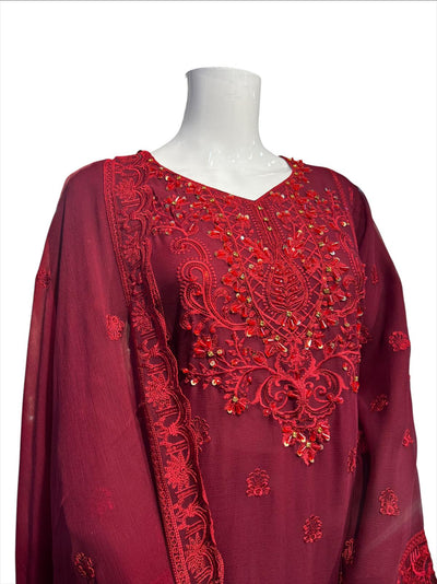 MD-2F Women's Chiffon Plazo Suit Set - Perfect for Partywear - Dress, Traditional