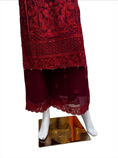 MD-2F Women's Chiffon Plazo Suit Set - Perfect for Partywear - Dress, Traditional