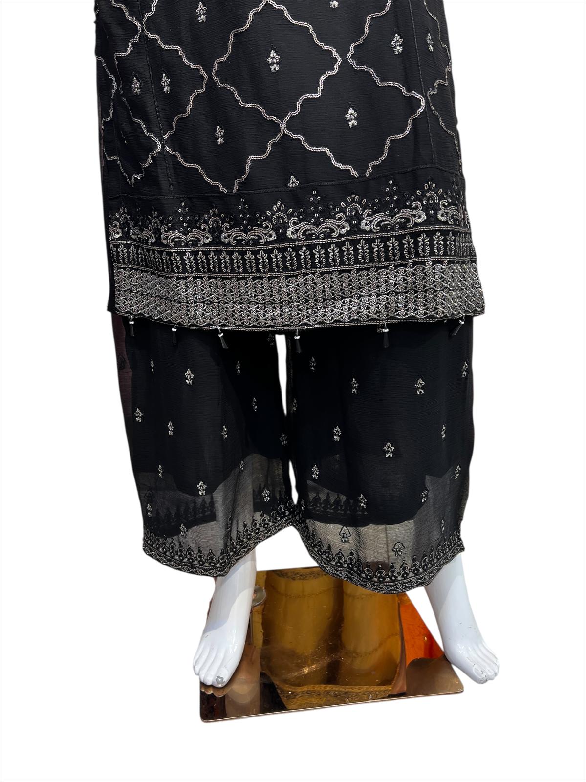 MD-2G Women's Chiffon Plazo Suit Set - Perfect for Partywear - Dress, Traditional