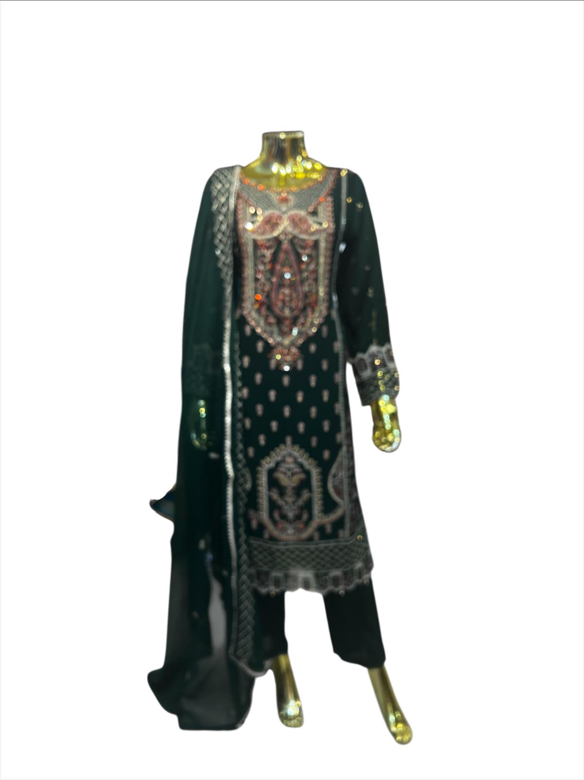 MD-3D Women's Chiffon Trouser Suit Set - Perfect for Partywear - Dress, Traditional