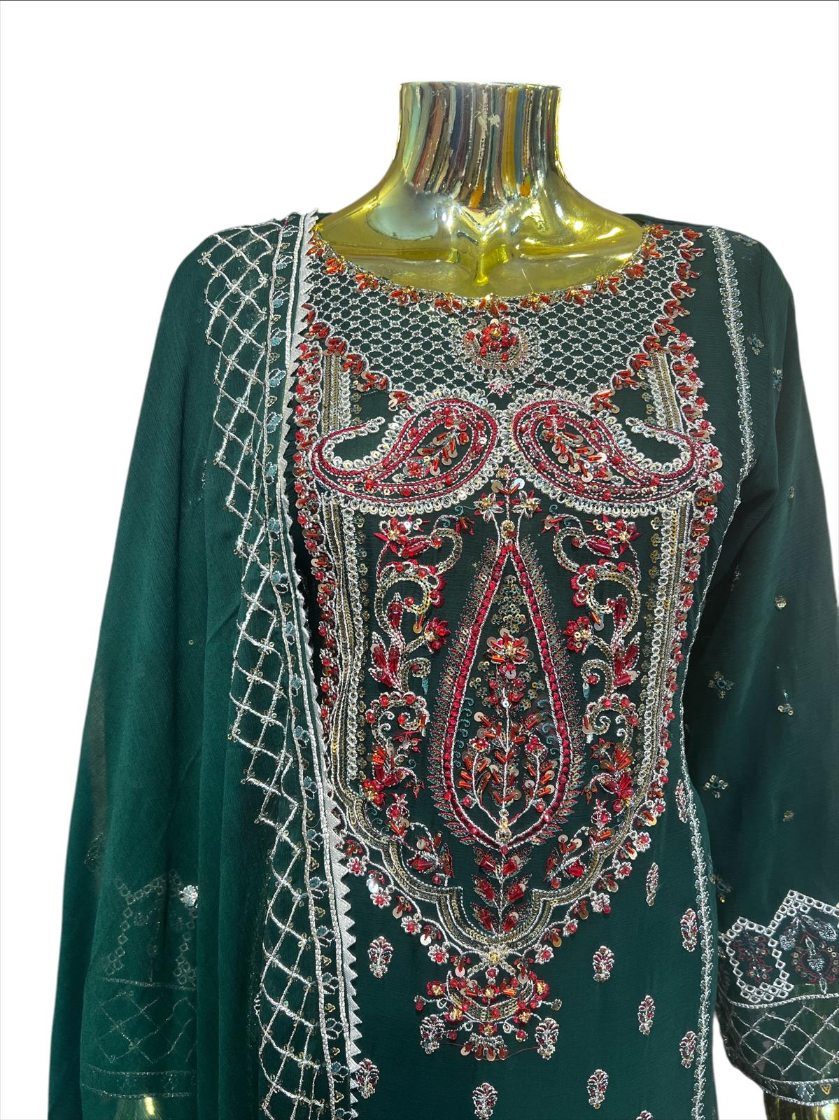 MD-3D Women's Chiffon Trouser Suit Set - Perfect for Partywear - Dress, Traditional