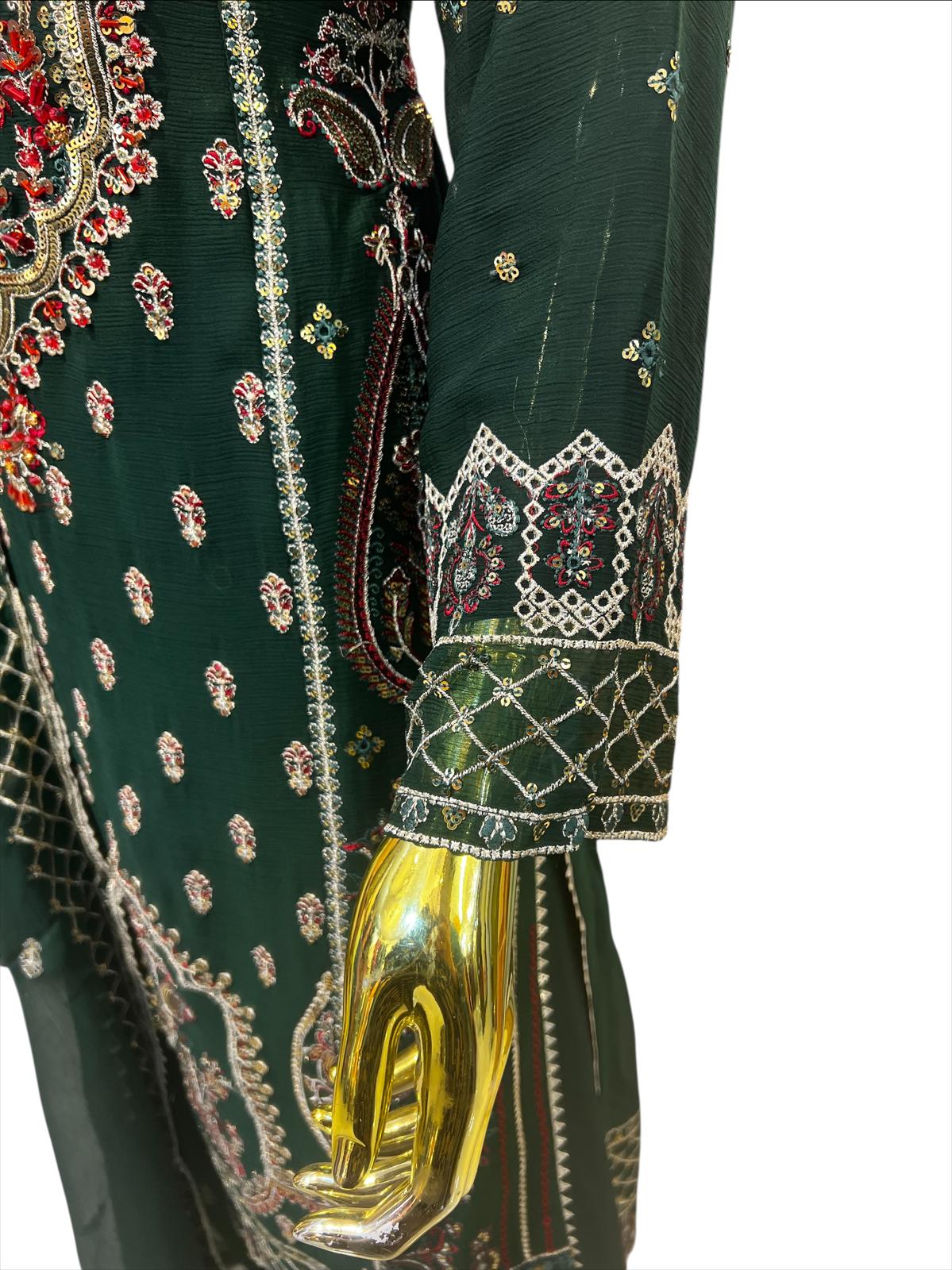 MD-3D Women's Chiffon Trouser Suit Set - Perfect for Partywear - Dress, Traditional