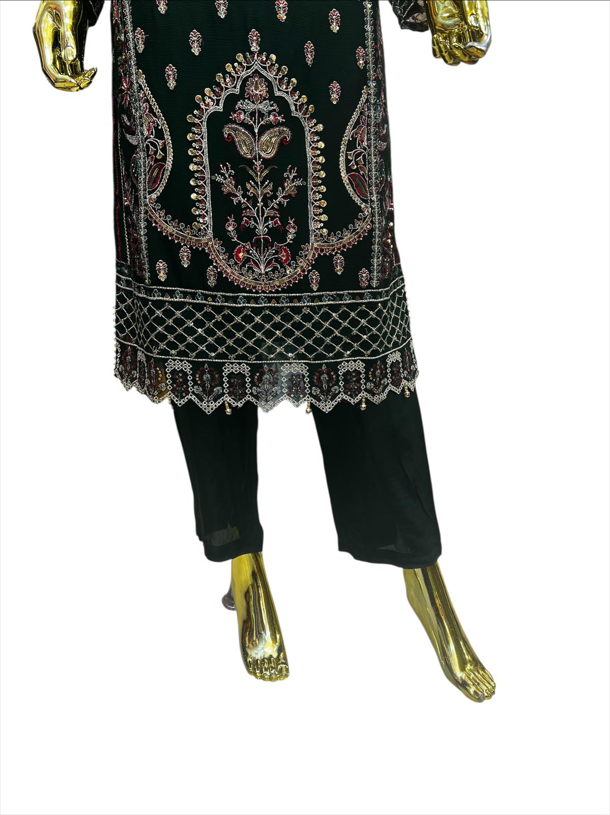 MD-3D Women's Chiffon Trouser Suit Set - Perfect for Partywear - Dress, Traditional