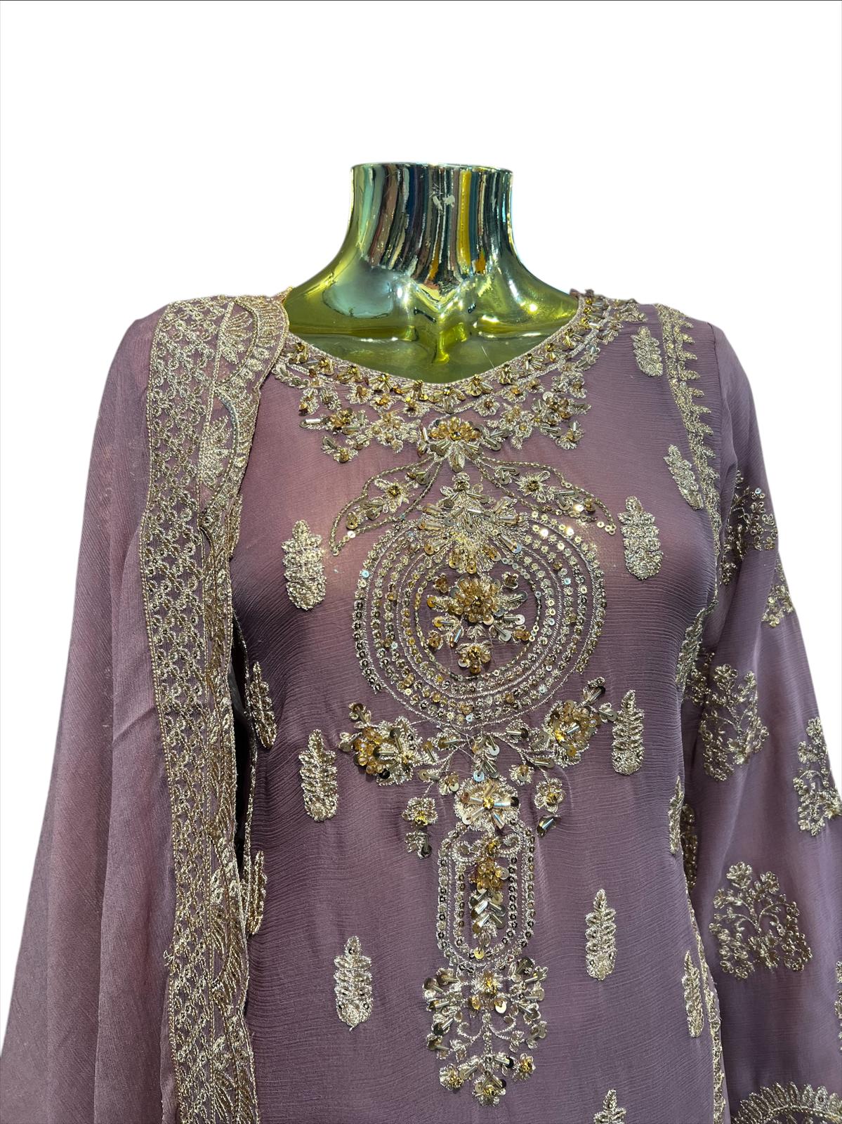 MD-3B Women's Chiffon Plazo Suit Set - Perfect for Partywear - Dress, Traditional