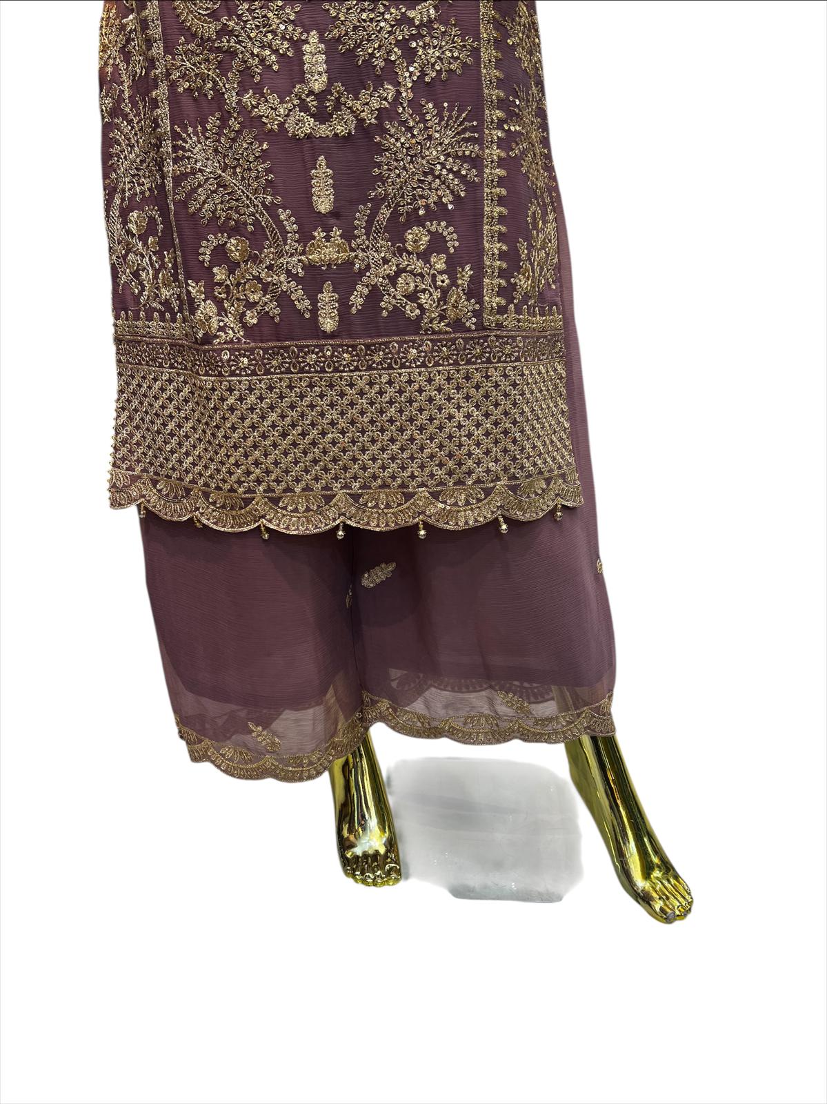 MD-3B Women's Chiffon Plazo Suit Set - Perfect for Partywear - Dress, Traditional