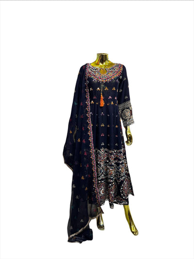 SF-2A Long Maxi dress suit 3 Piece Chiffon material- Womenswear