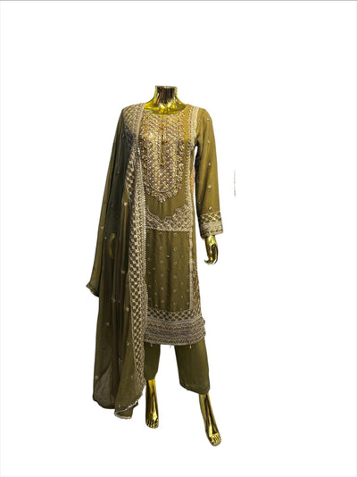 MD-3O Women's Chiffon Trouser Suit Set - Perfect for Partywear - Dress, Traditional