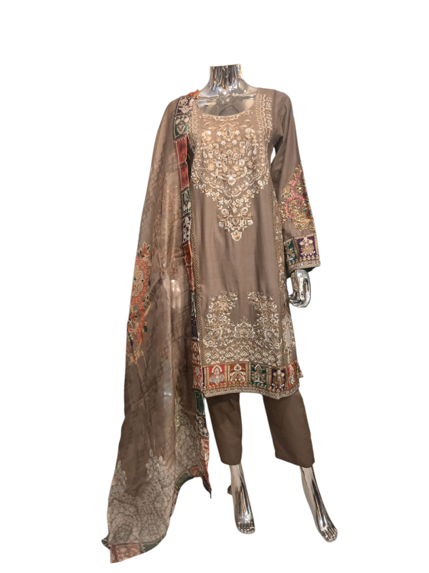 GU-2D Women's Cotton Material 3 Piece Suit with Plazo Available in Different Dapattas- Comfortable Dress Set for Ladies - Womenswear