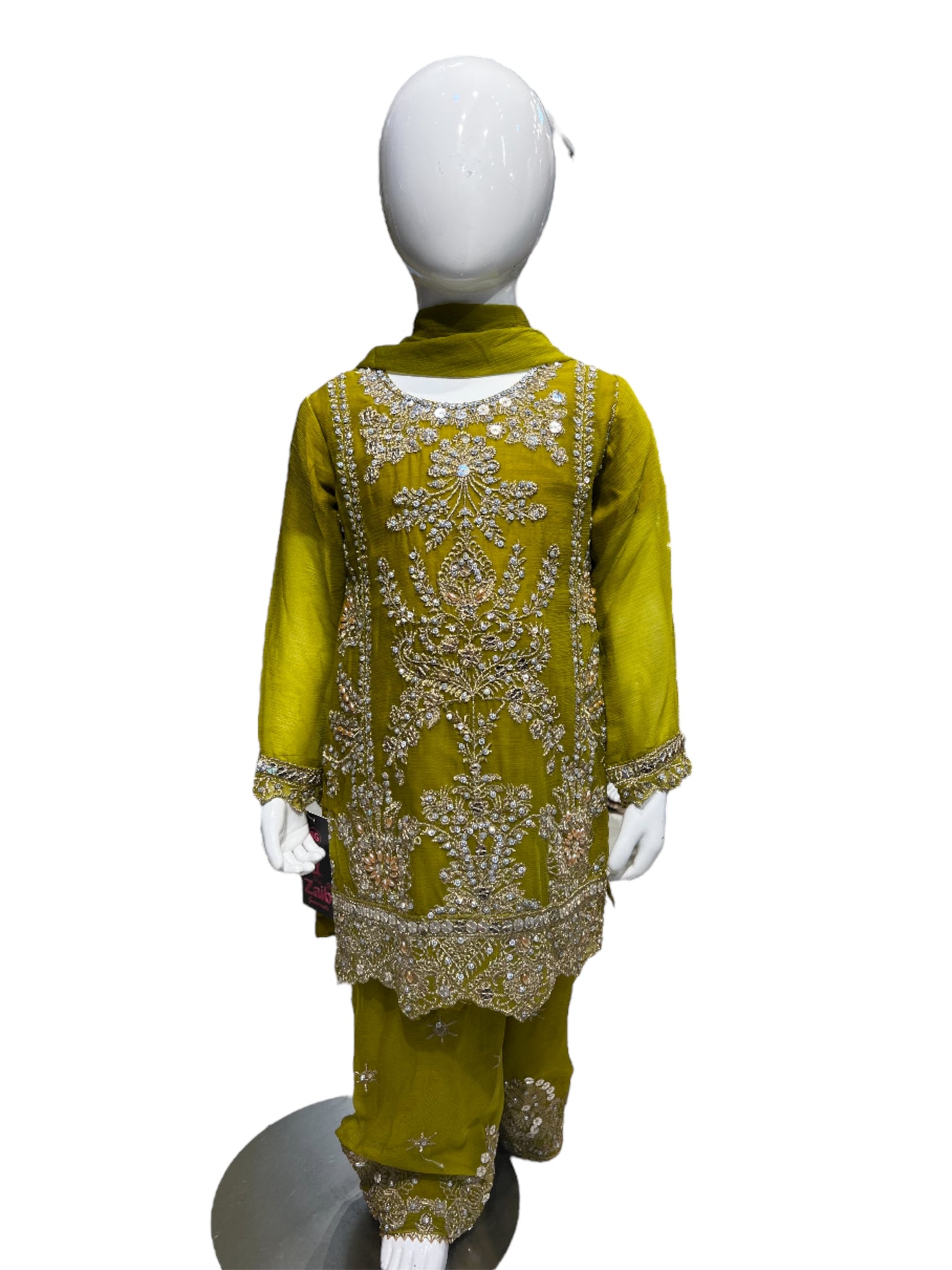 ZB-2C Kidswear Plazo 3 piece suit Chiffon material