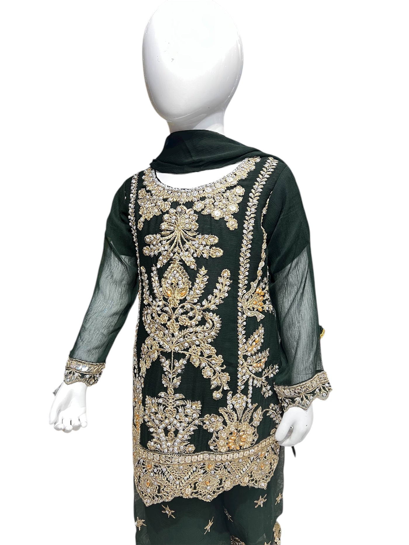 ZB-2C Kidswear Plazo 3 piece suit Chiffon material