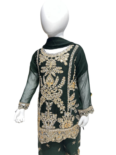 ZB-2C Kidswear Plazo 3 piece suit Chiffon material