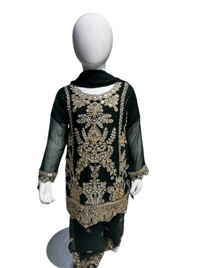 ZB-2C Kidswear Plazo 3 piece suit Chiffon material