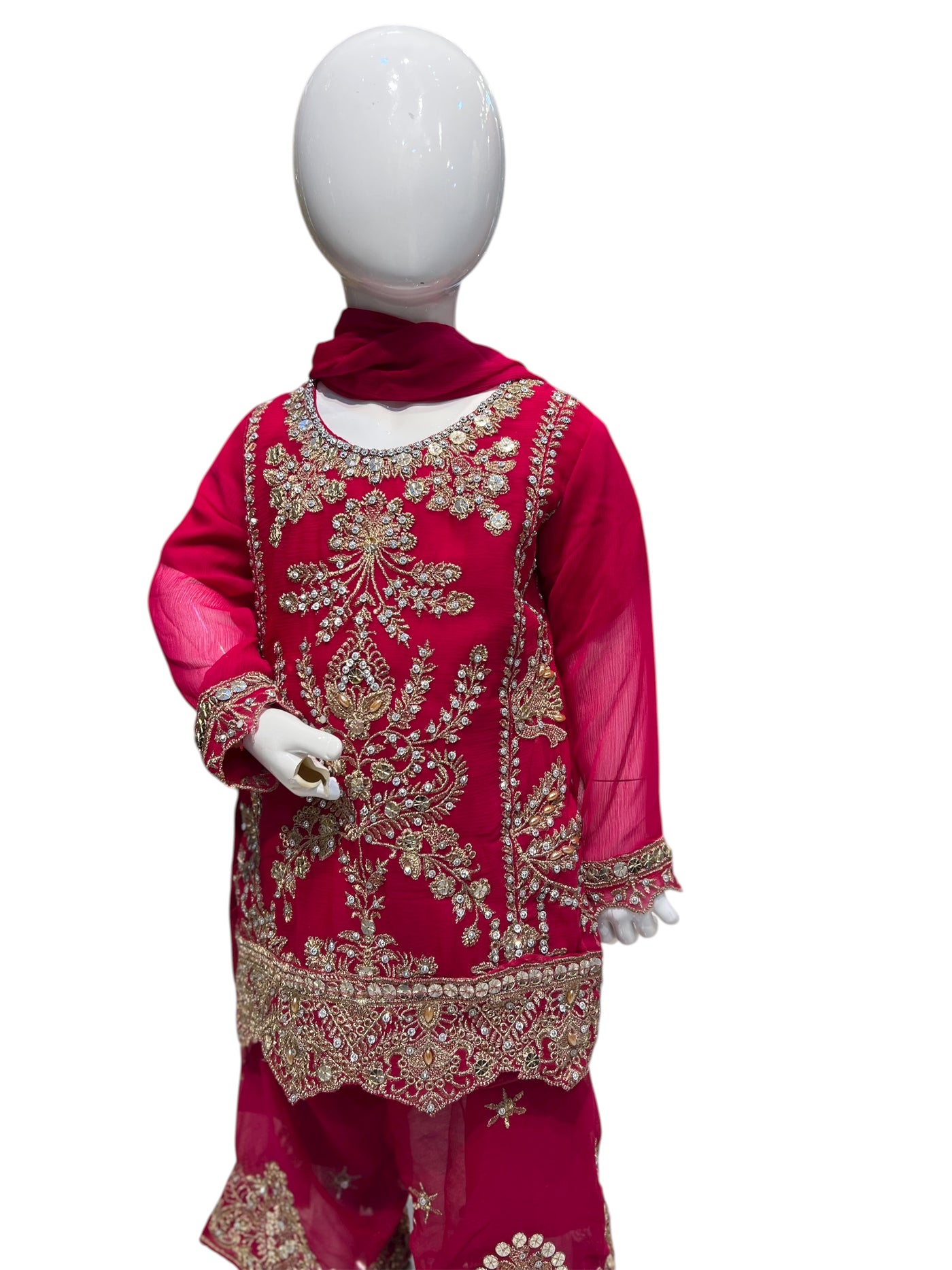 ZB-2C Kidswear Plazo 3 piece suit Chiffon material