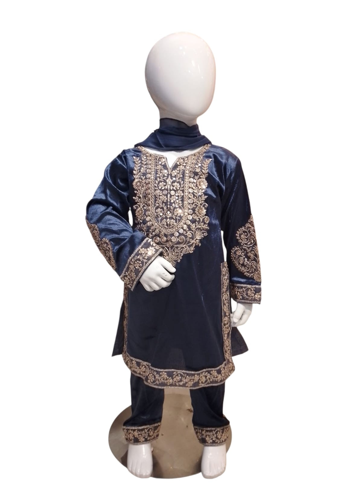 PH-1A Kidswear Plazo 3 piece suit Velvet material