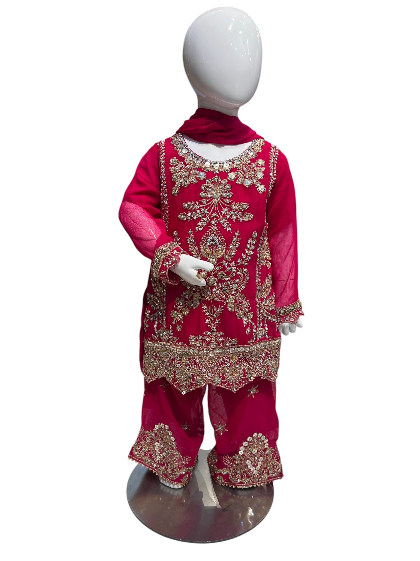 ZB-2C Kidswear Plazo 3 piece suit Chiffon material