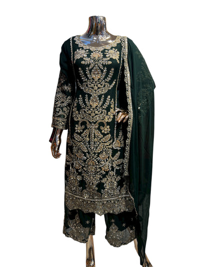 ZB-2B Women's Chiffon Plazo Suit Set - Perfect for Partywear - Dress, Traditional