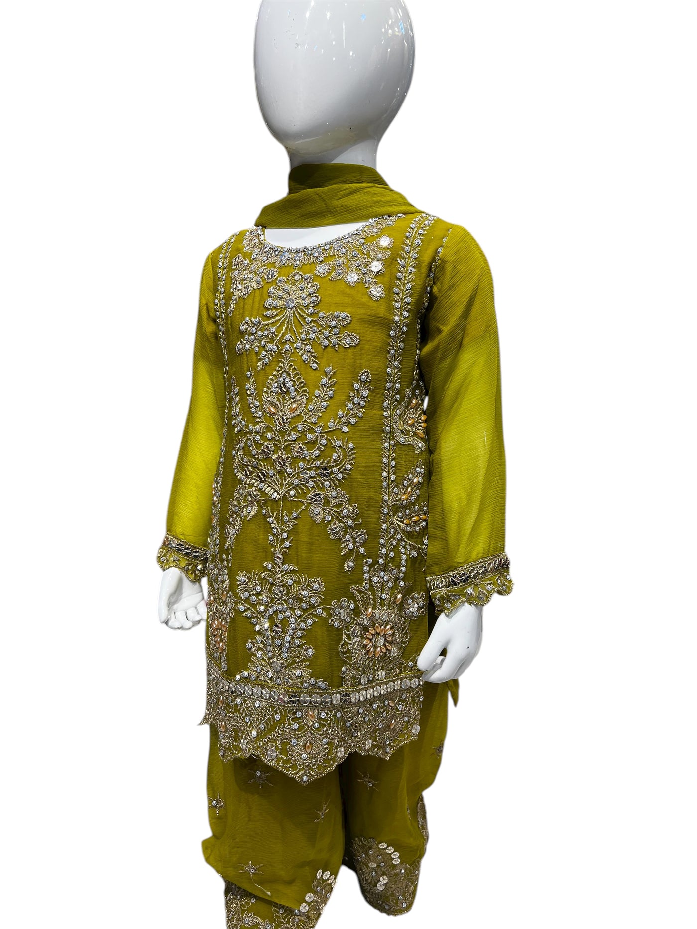 ZB-2C Kidswear Plazo 3 piece suit Chiffon material