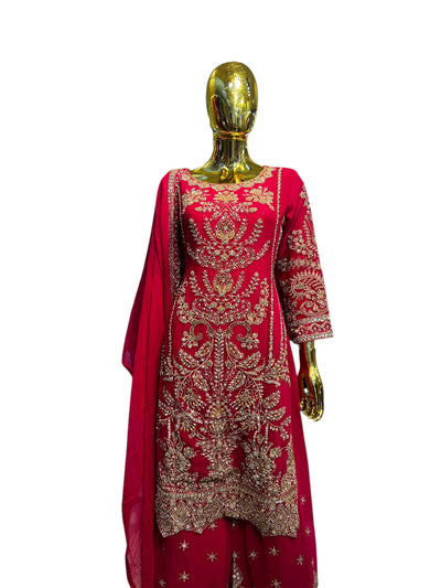 ZB-2B Women's Chiffon Plazo Suit Set - Perfect for Partywear - Dress, Traditional