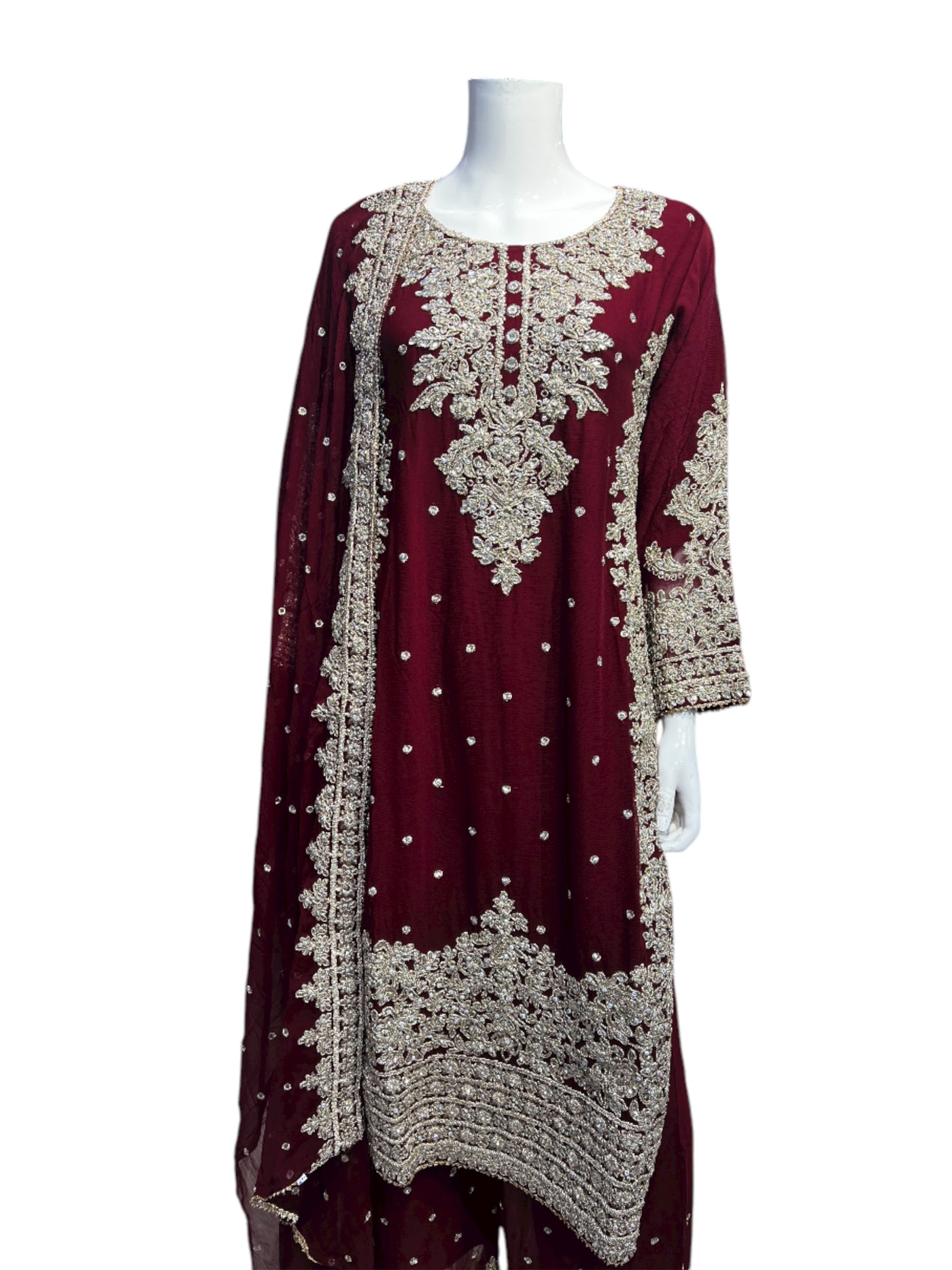 ZB-3A Women's Chiffon Plazo Suit Set - Perfect for Partywear - Dress, Traditional