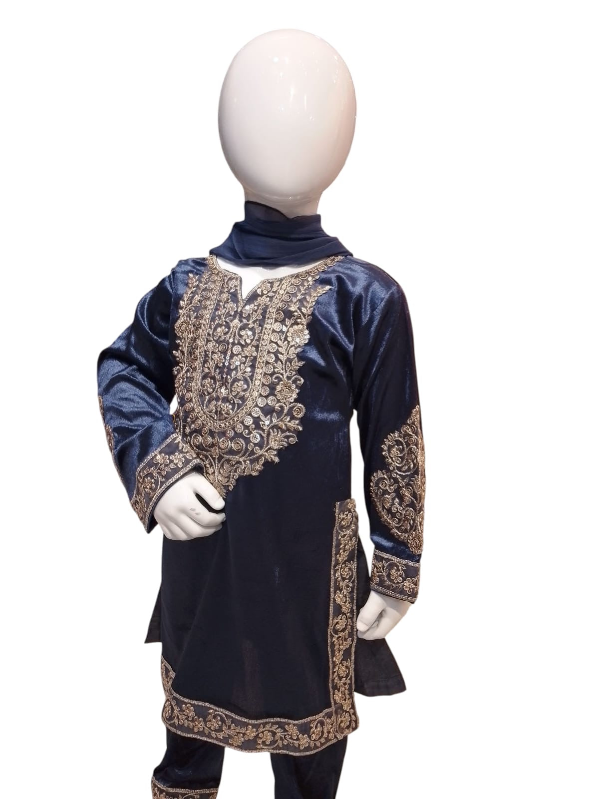 PH-1A Kidswear Plazo 3 piece suit Velvet material