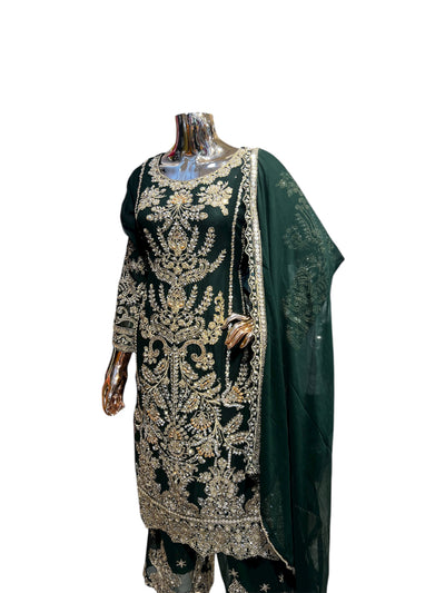 ZB-2B Women's Chiffon Plazo Suit Set - Perfect for Partywear - Dress, Traditional