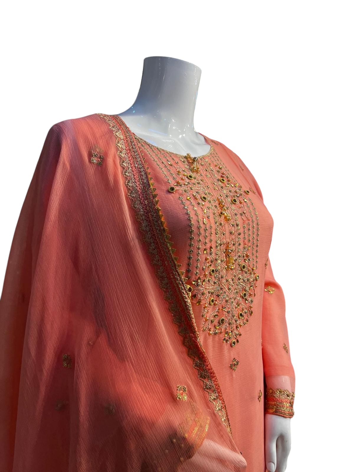 AW-2F 3 piece Plazo suit Chiffon material - Womenswear Partywear