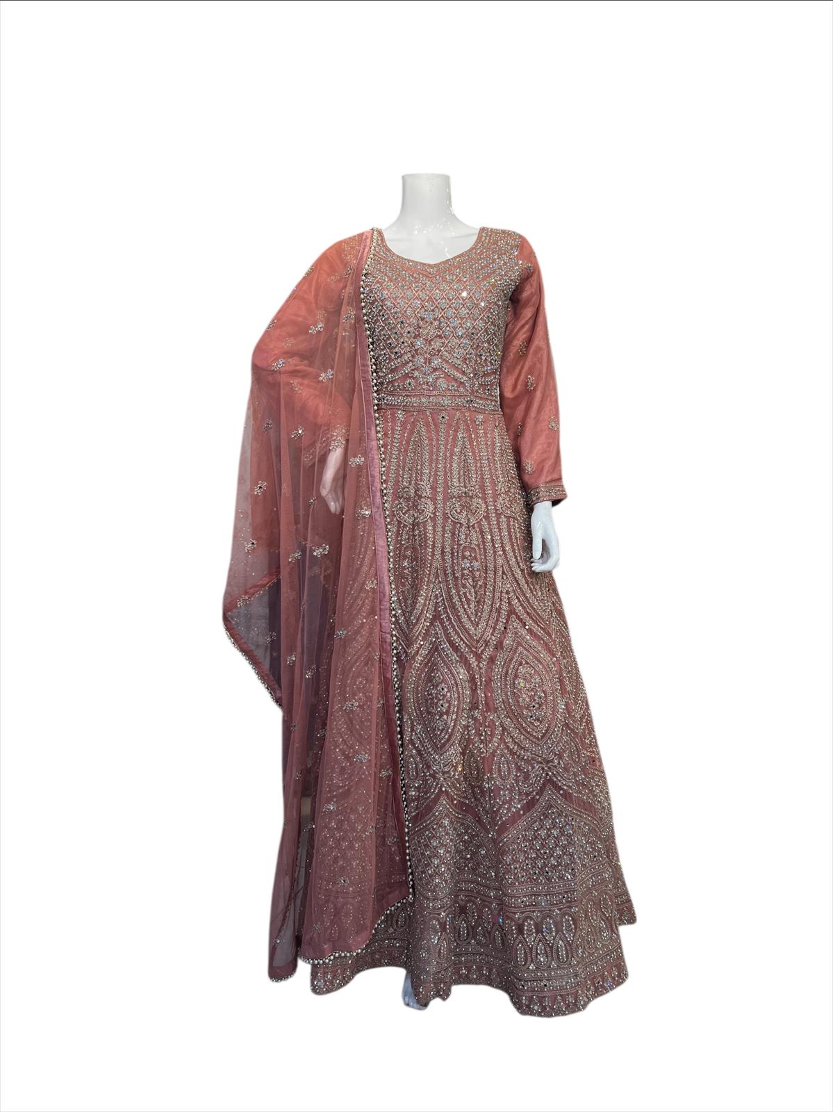 BI-02 Women's Long Organza Dress Partywear Suit