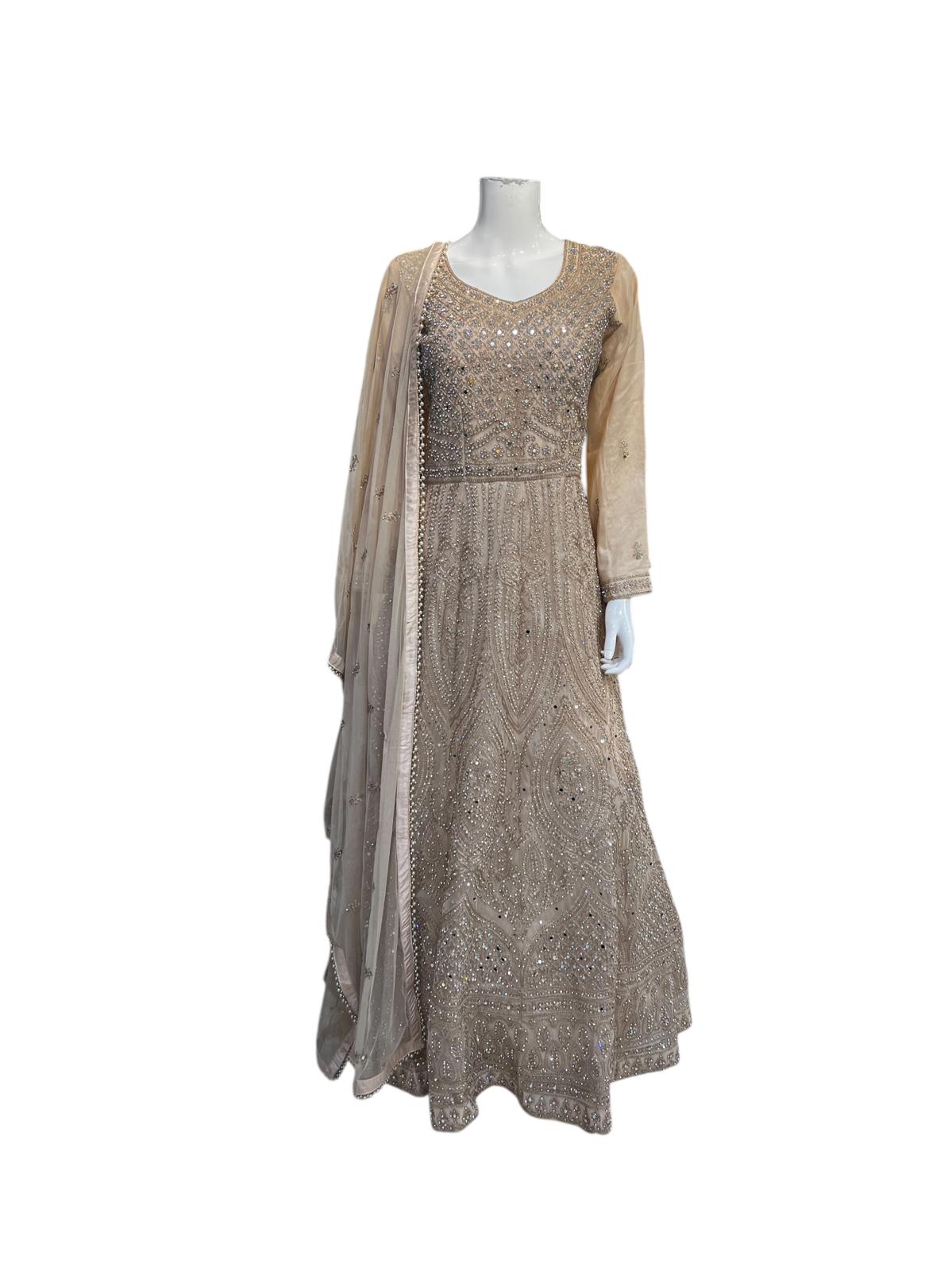 BI-02 Women's Long Organza Dress Partywear Suit