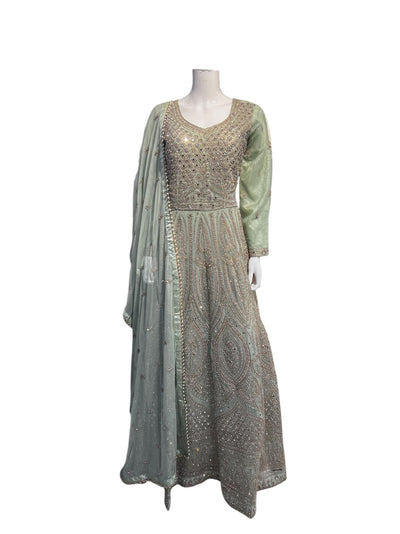 BI-02 Women's Long Organza Dress Partywear Suit
