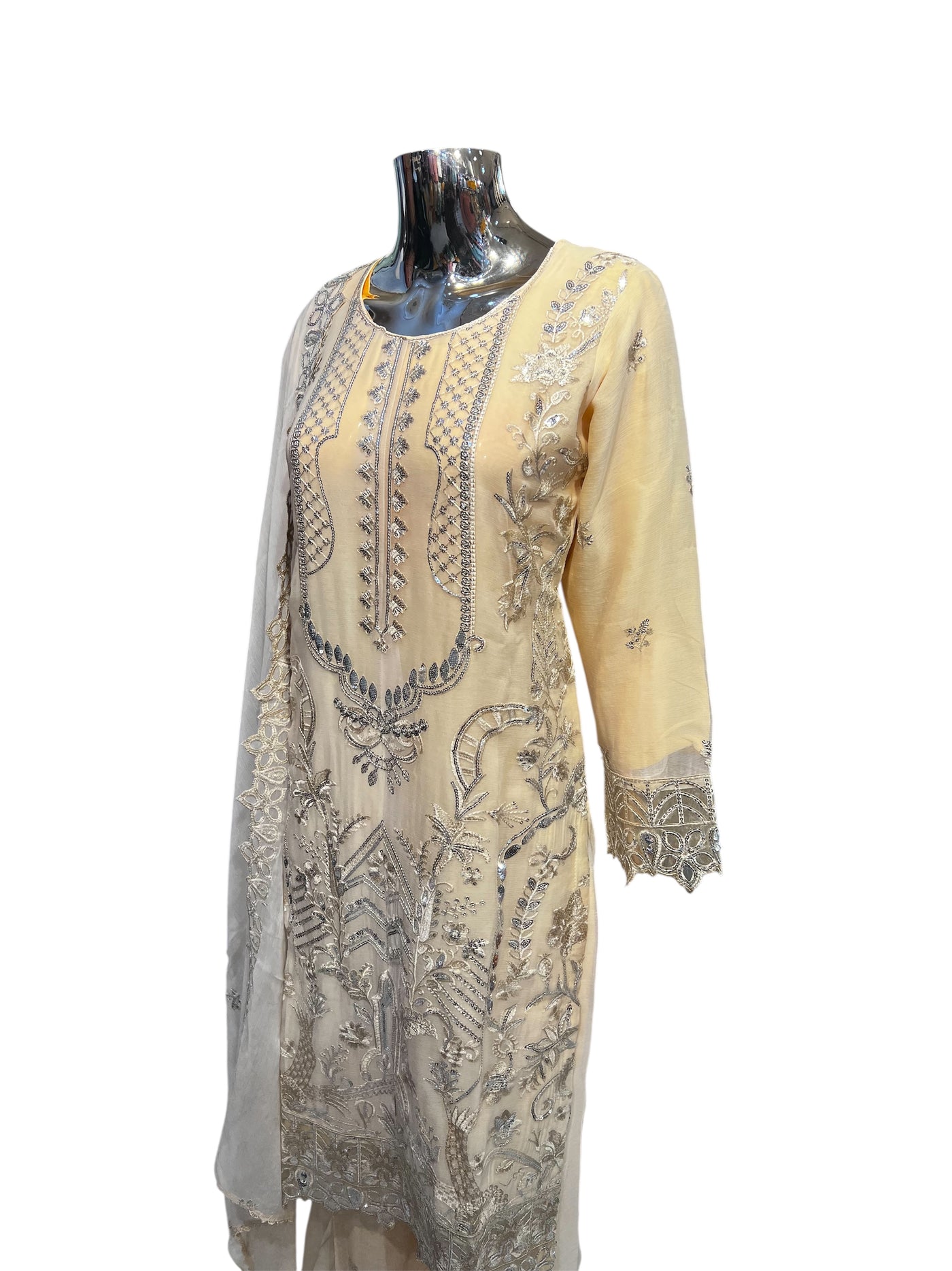 AZ-3A Women's Chiffon Plazo Suit Set - Perfect for Partywear - Dress, Traditional