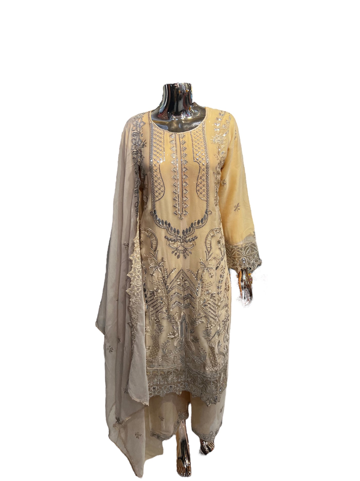 AZ-3A Women's Chiffon Plazo Suit Set - Perfect for Partywear - Dress, Traditional