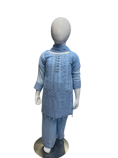 ZB-1D 3 Piece Plazo Suit - Kidswear Partywear