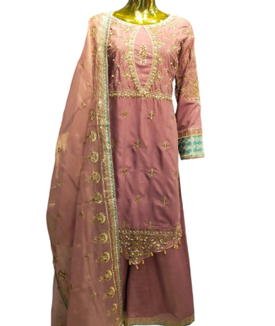 3 piece suit rawsilk material with plazo and dupatta