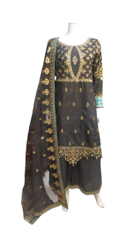 3 piece suit rawsilk material with plazo and dupatta