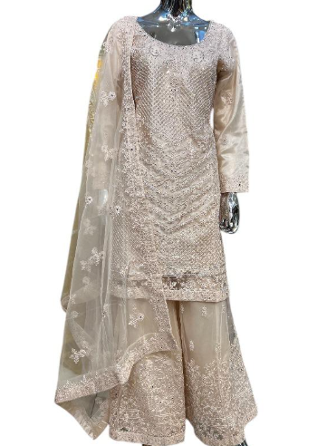 BI-04 Premium Organza Sharara Partywear Suit for Women - Stylish Design and Versatile Wear