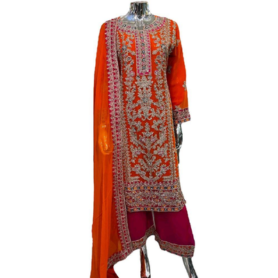 Contrast Women's Chiffon Plazo Suit Set - Perfect for Partywear - Dress, Traditional, Elegant - Comfortable