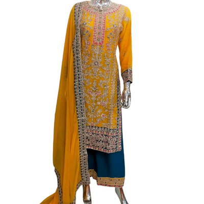 Contrast Women's Chiffon Plazo Suit Set - Perfect for Partywear - Dress, Traditional, Elegant - Comfortable