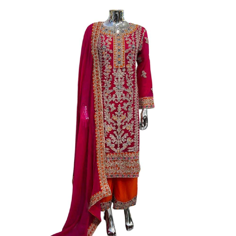 Contrast Women's Chiffon Plazo Suit Set - Perfect for Partywear - Dress, Traditional, Elegant - Comfortable