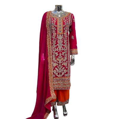 Contrast Women's Chiffon Plazo Suit Set - Perfect for Partywear - Dress, Traditional, Elegant - Comfortable